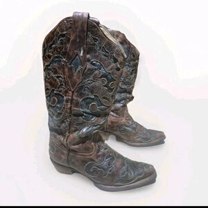 Corral Woman's Boots Size 6 M Leather Brown Black Cowgirl Vintage